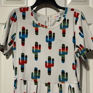 Slightly Worn LulaRoe Amelia dress with fun Cactus print